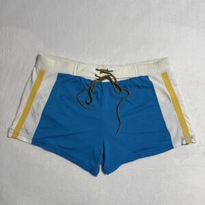 Sauvage Swim Shorts Mens Medium Blue Colorblock Mesh Lined Quick Dry USA Made